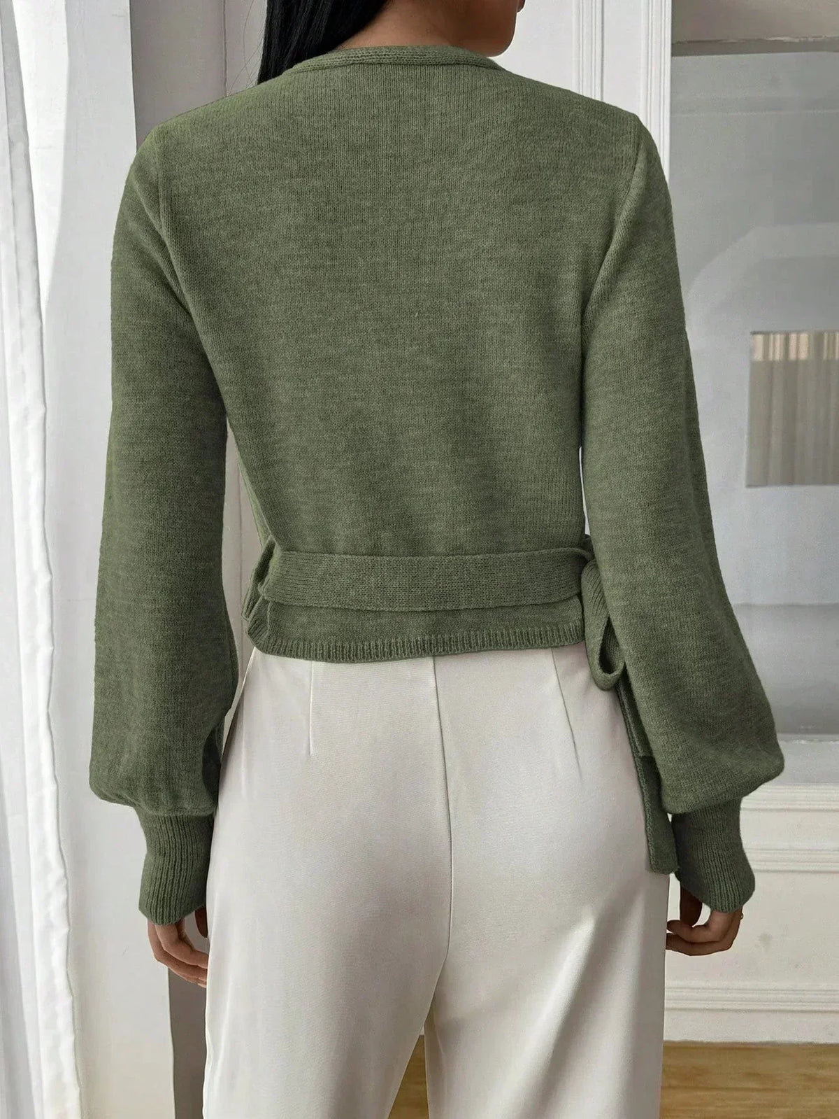 Cropped Wrap Tie Jumper