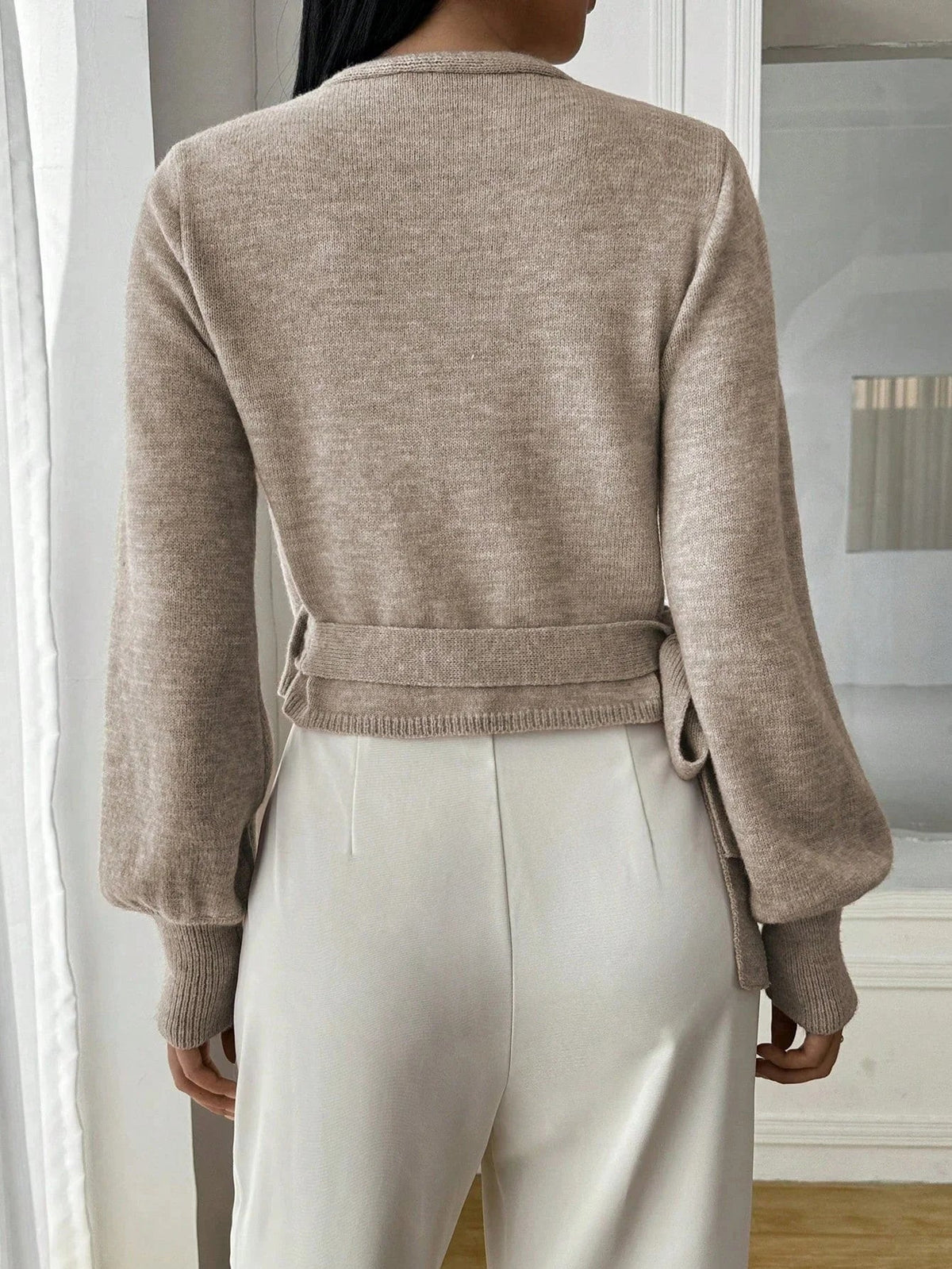 Cropped Wrap Tie Jumper