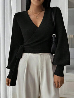 Cropped Wrap Tie Jumper