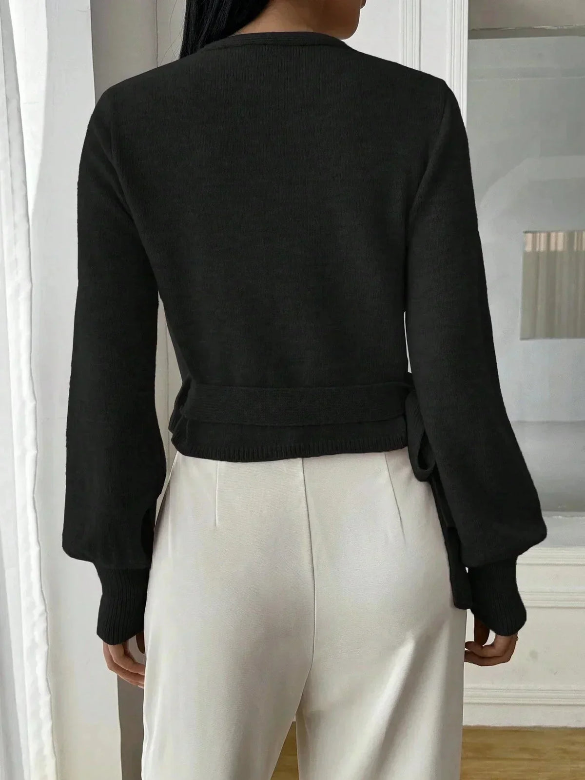 Cropped Wrap Tie Jumper