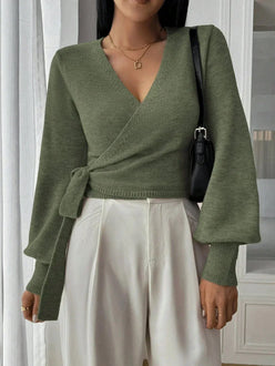Cropped Wrap Tie Jumper