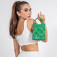 Phone Bag Faux Leather Woven with Top Handles and Strap