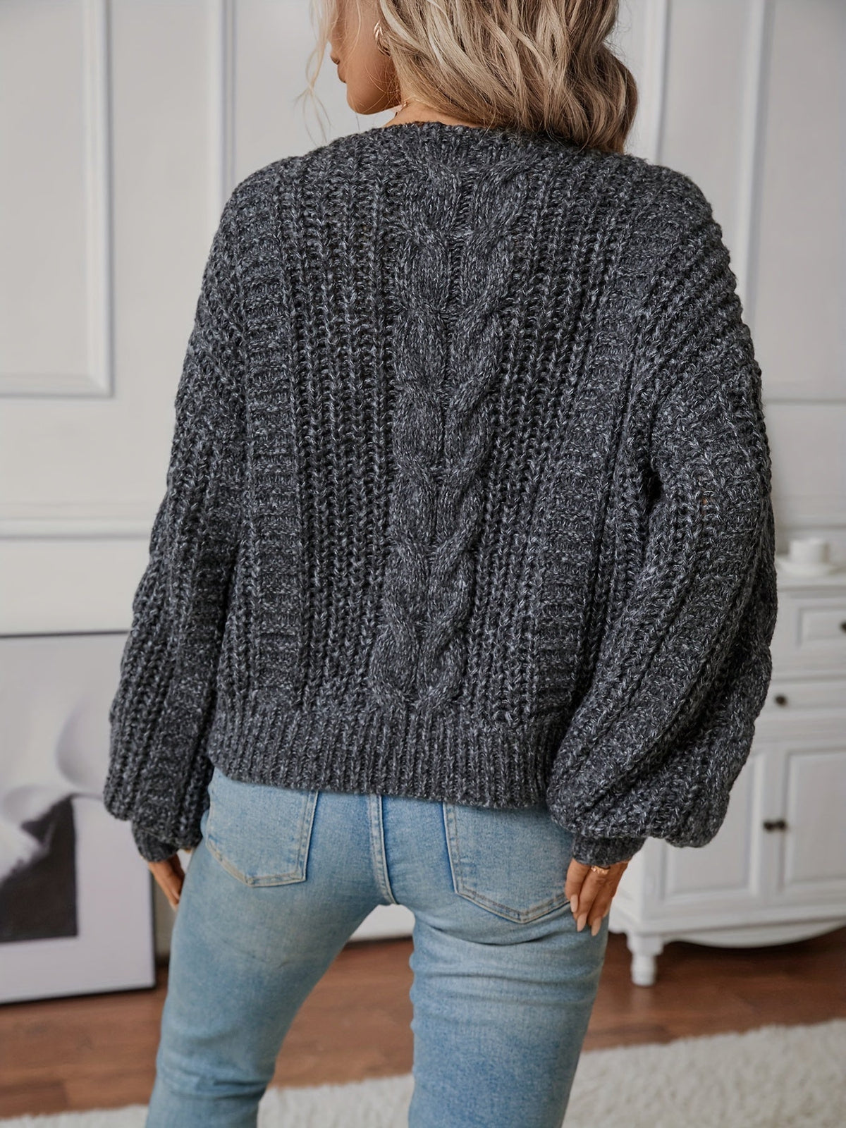 Chunky Cable Puff Sleeve Jumper