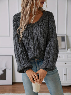 Chunky Cable Puff Sleeve Jumper