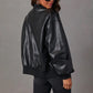 Bomber Jacket Faux Leather with Soft Lining and Zip Front