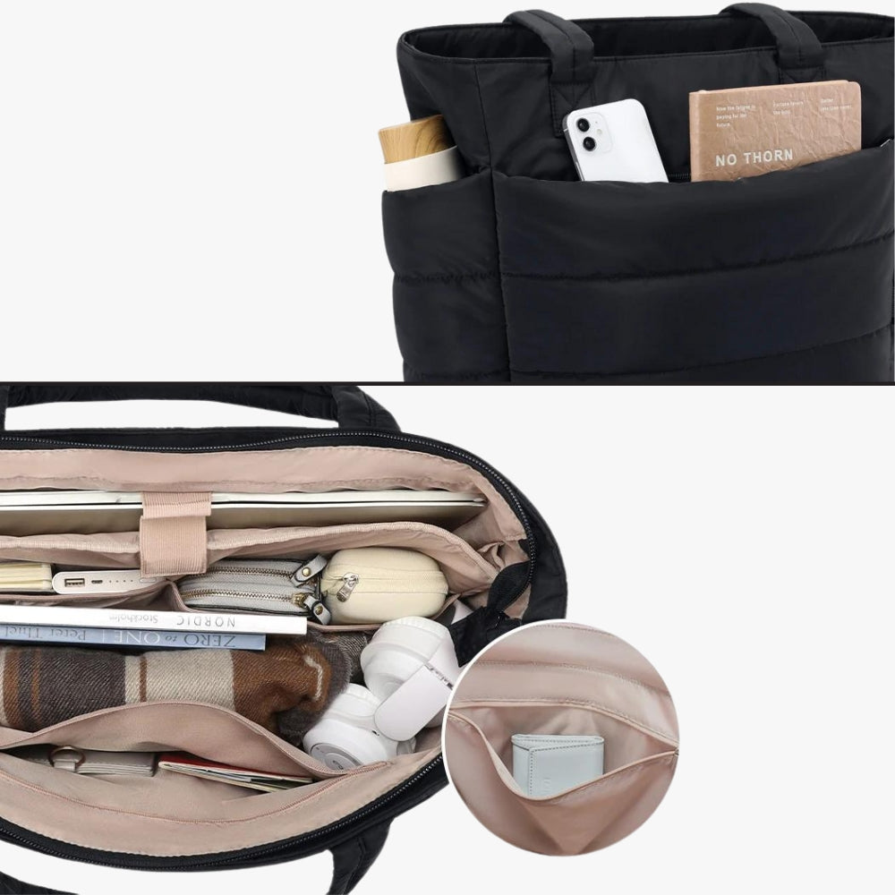 Tote Bag Nylon Ultra Lightweight with Zip and Interior Pockets
