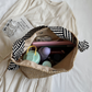 Straw Bag with Faux Leather Finishes and Braided Rope Strap