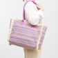Tote Bag Patterned Textured Canvas with Zip and Reinforced Handles