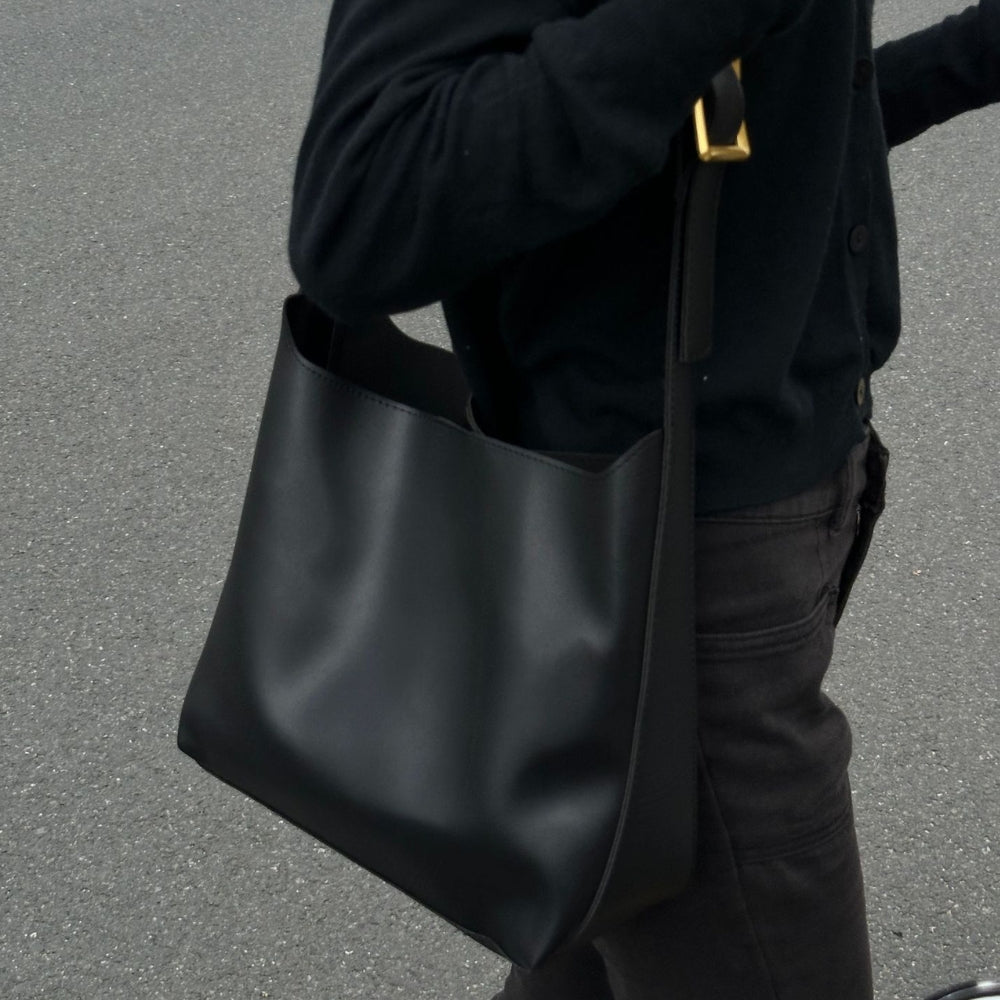 Shoulder Bag Faux Leather with Built-In Pouch and Magnetic Closure