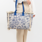 Tote Bag Patterned Textured Canvas with Zip and Reinforced Handles