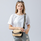 Crossbody Bag Straw Faux Leather with Adjustable Strap