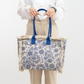 Tote Bag Patterned Textured Canvas with Zip and Reinforced Handles