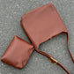 Shoulder Bag Faux Leather with Built-In Pouch and Magnetic Closure