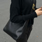 Shoulder Bag Faux Leather with Built-In Pouch and Magnetic Closure
