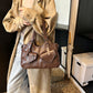 Shoulder Bag Faux Leather with Top Handles, Front Pockets and Strap