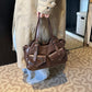 Shoulder Bag Faux Leather with Top Handles, Front Pockets and Strap