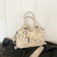 Shoulder Bag Faux Leather with Top Handles, Front Pockets and Strap