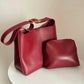 Shoulder Bag Faux Leather with Built-In Pouch and Magnetic Closure