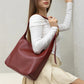 Shoulder Bag Faux Leather with Built-In Pouch and Magnetic Closure