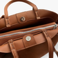 Tote Bag Grained Faux Leather with Removable Pouch and Topstitching