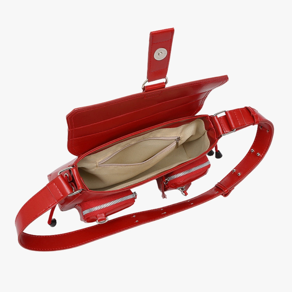 Crossbody Bag Faux Leather with Magnetic Flap and Zip Pockets