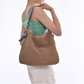 Straw Bag with Faux Leather Finishes and Braided Rope Strap