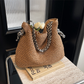 Straw Bag with Faux Leather Finishes and Braided Rope Strap