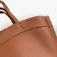 Tote Bag Grained Faux Leather with Removable Pouch and Topstitching