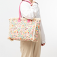 Tote Bag Patterned Textured Canvas with Zip and Reinforced Handles