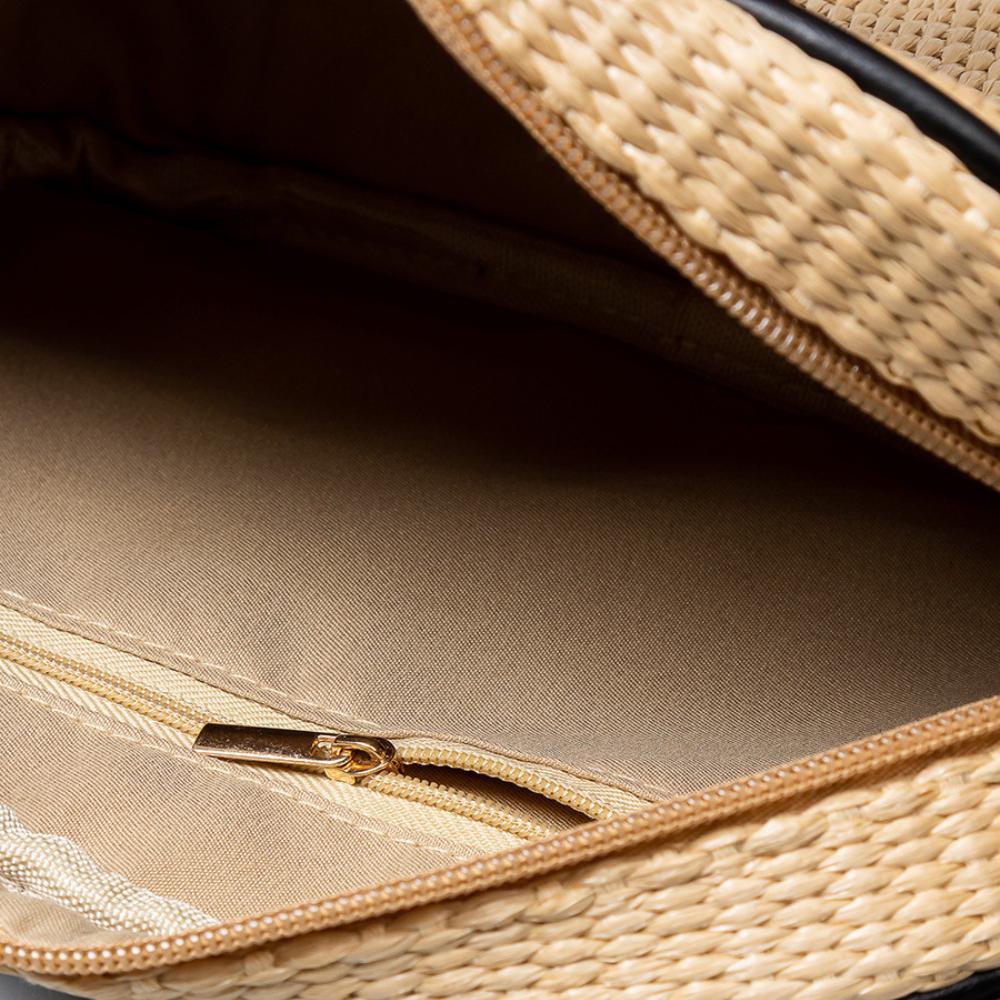 Crossbody Bag Straw Faux Leather with Adjustable Strap