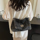 Shoulder Bag Upcycled Denim with Chain Handles and Metal Clasp