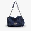 Shoulder Bag Upcycled Denim with Chain Handles and Metal Clasp