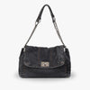 Shoulder Bag Upcycled Denim with Chain Handles and Metal Clasp