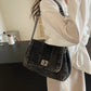 Shoulder Bag Upcycled Denim with Chain Handles and Metal Clasp