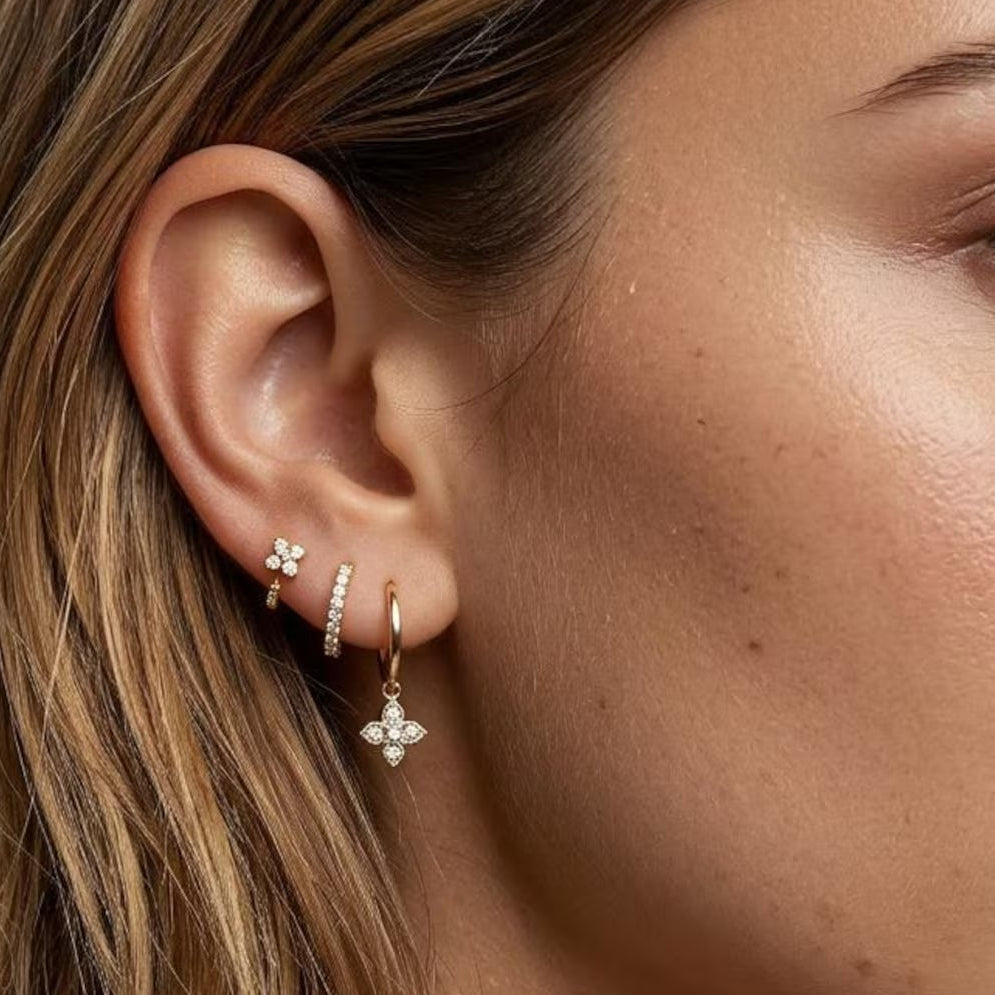 Elara Clover Hoop Earring Set