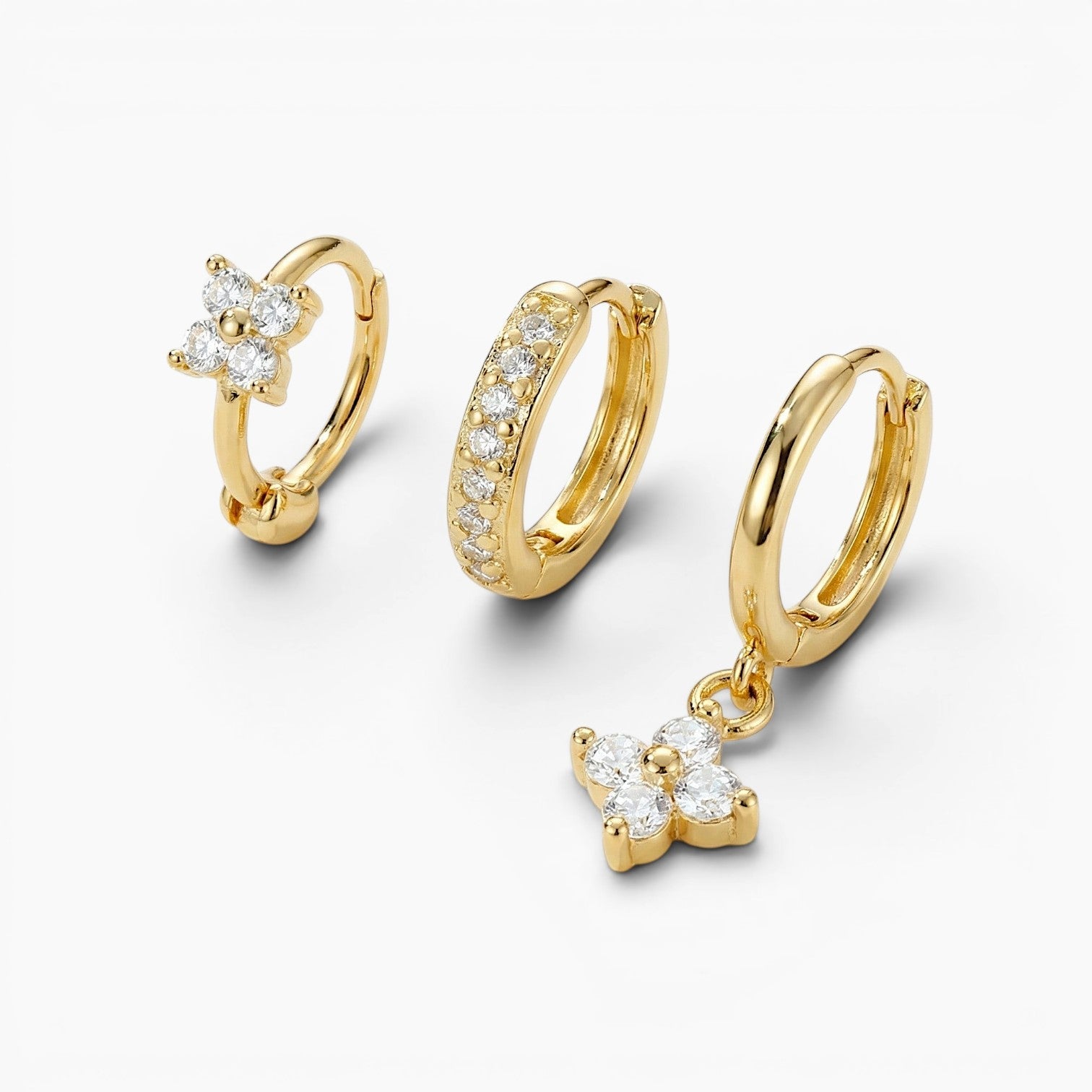 Elara Clover Hoop Earring Set