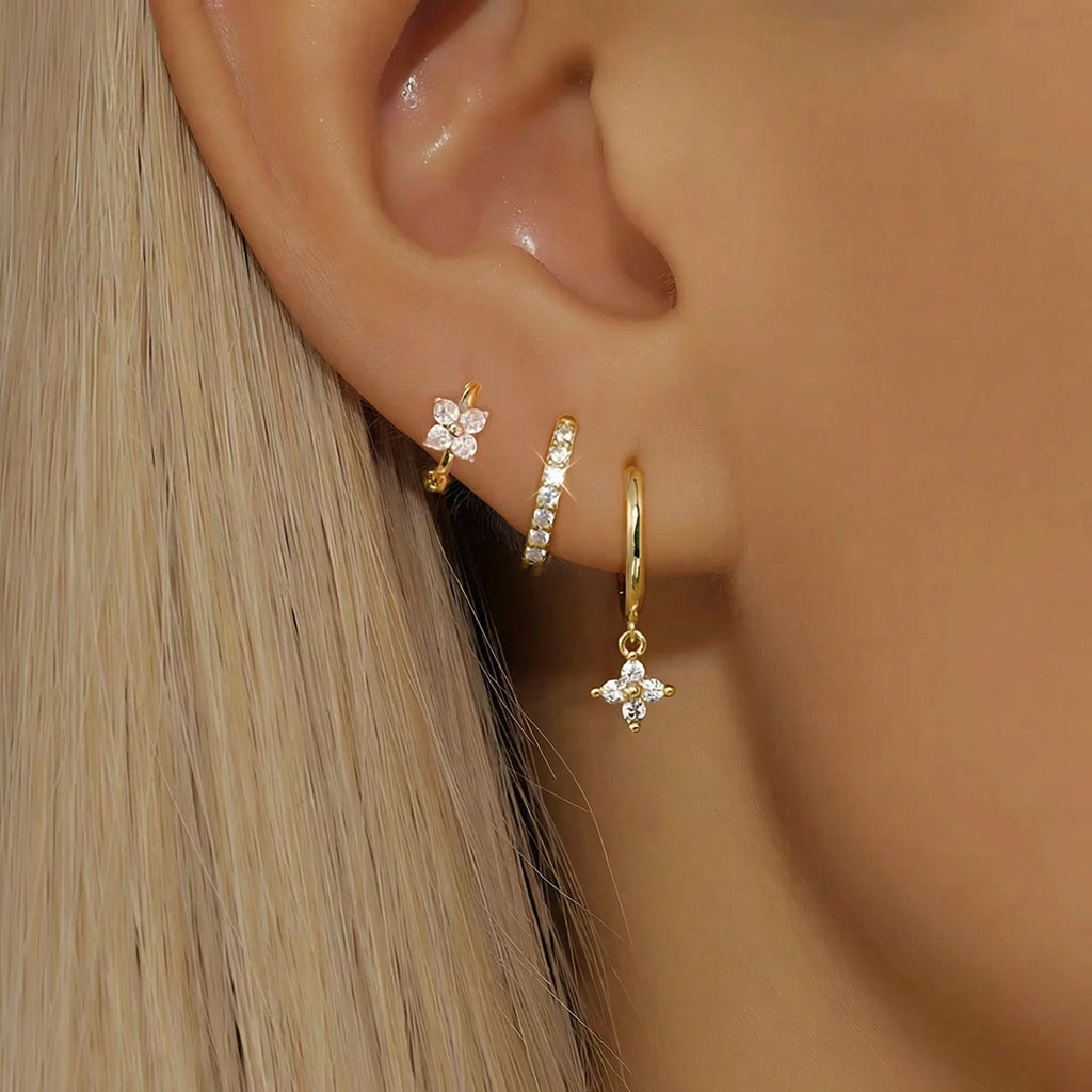 Elara Clover Hoop Earring Set