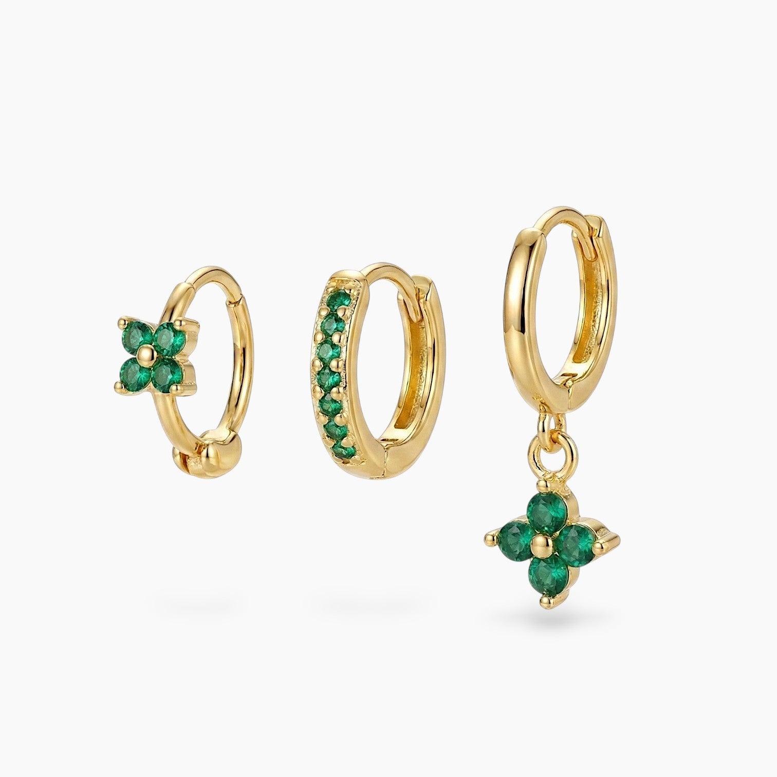 Elara Clover Hoop Earring Set