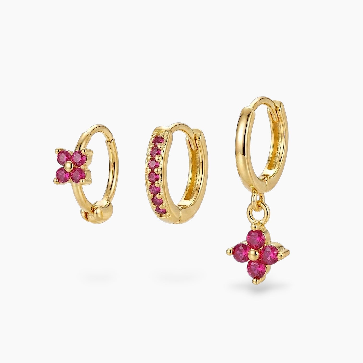 Elara Clover Hoop Earring Set