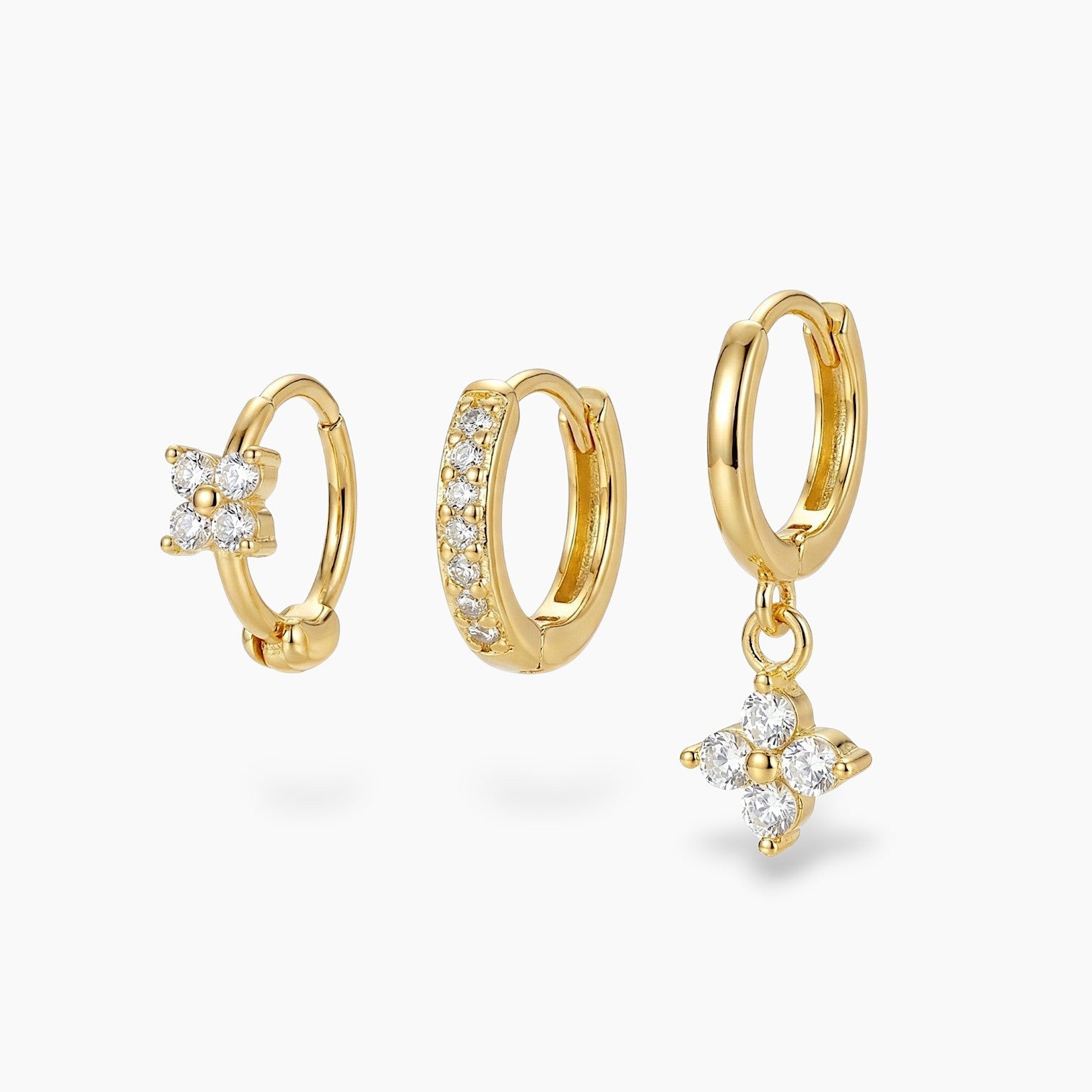 Elara Clover Hoop Earring Set