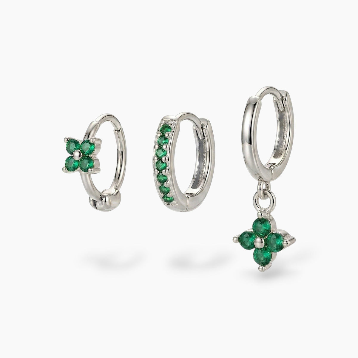 Naviiz Earrings Naviiz Emerald Silver  Emerald Silver