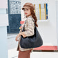 Hobo Bag Grained Faux Leather with Zip, Side Pocket and Laptop Fit