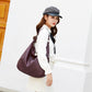 Hobo Bag Grained Faux Leather with Zip, Side Pocket and Laptop Fit