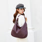 Hobo Bag Grained Faux Leather with Zip, Side Pocket and Laptop Fit