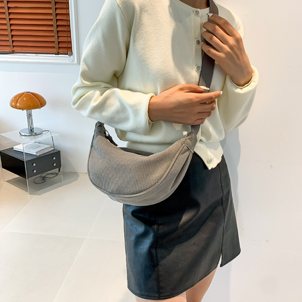 Belt Bag Corduroy with Adjustable Strap and Interior Pockets