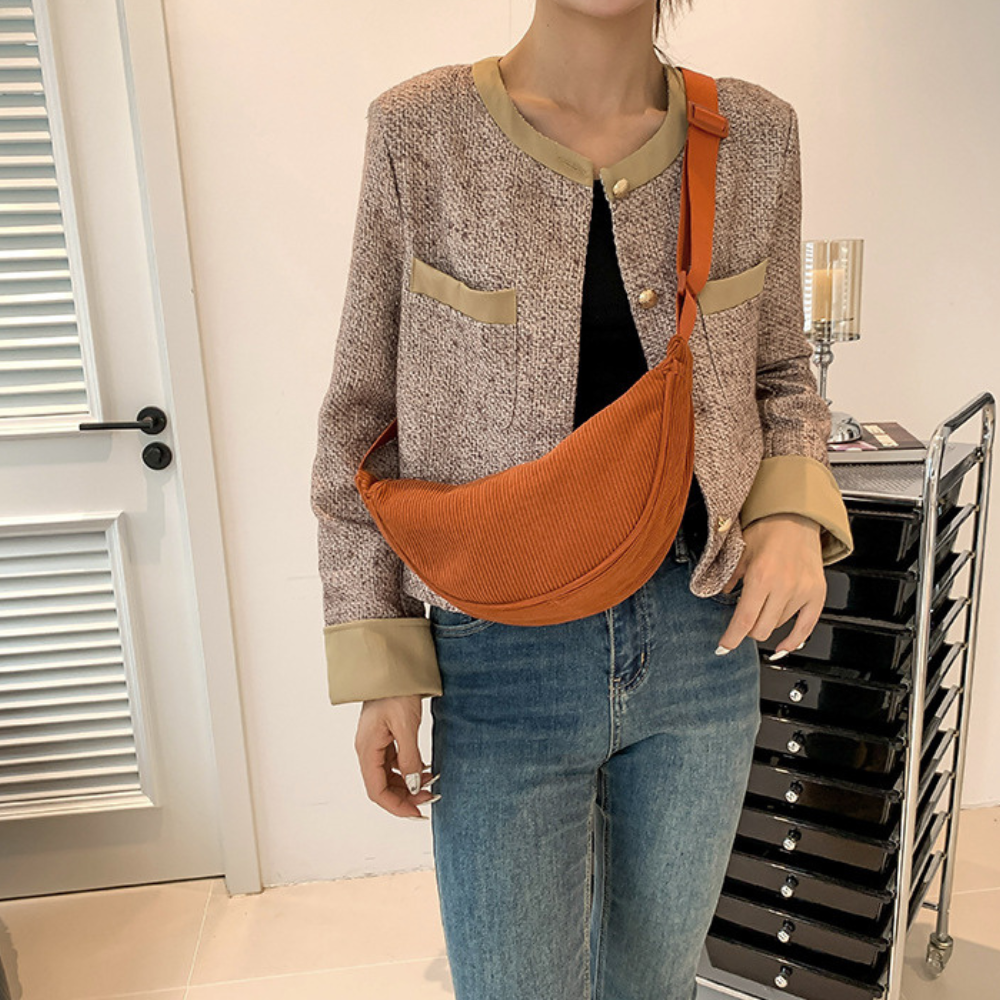 Belt Bag Corduroy with Adjustable Strap and Interior Pockets