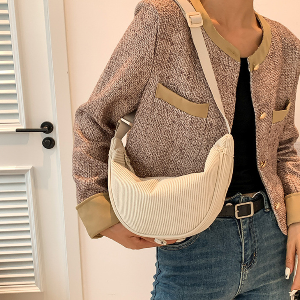 Belt Bag Corduroy with Adjustable Strap and Interior Pockets
