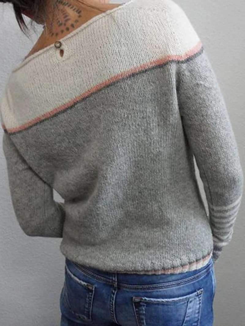 Contrast Shoulder Fine Knit Jumper