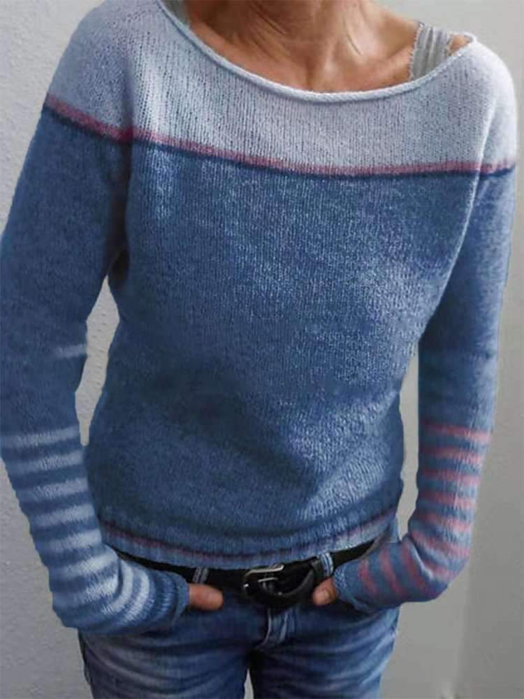 Contrast Shoulder Fine Knit Jumper