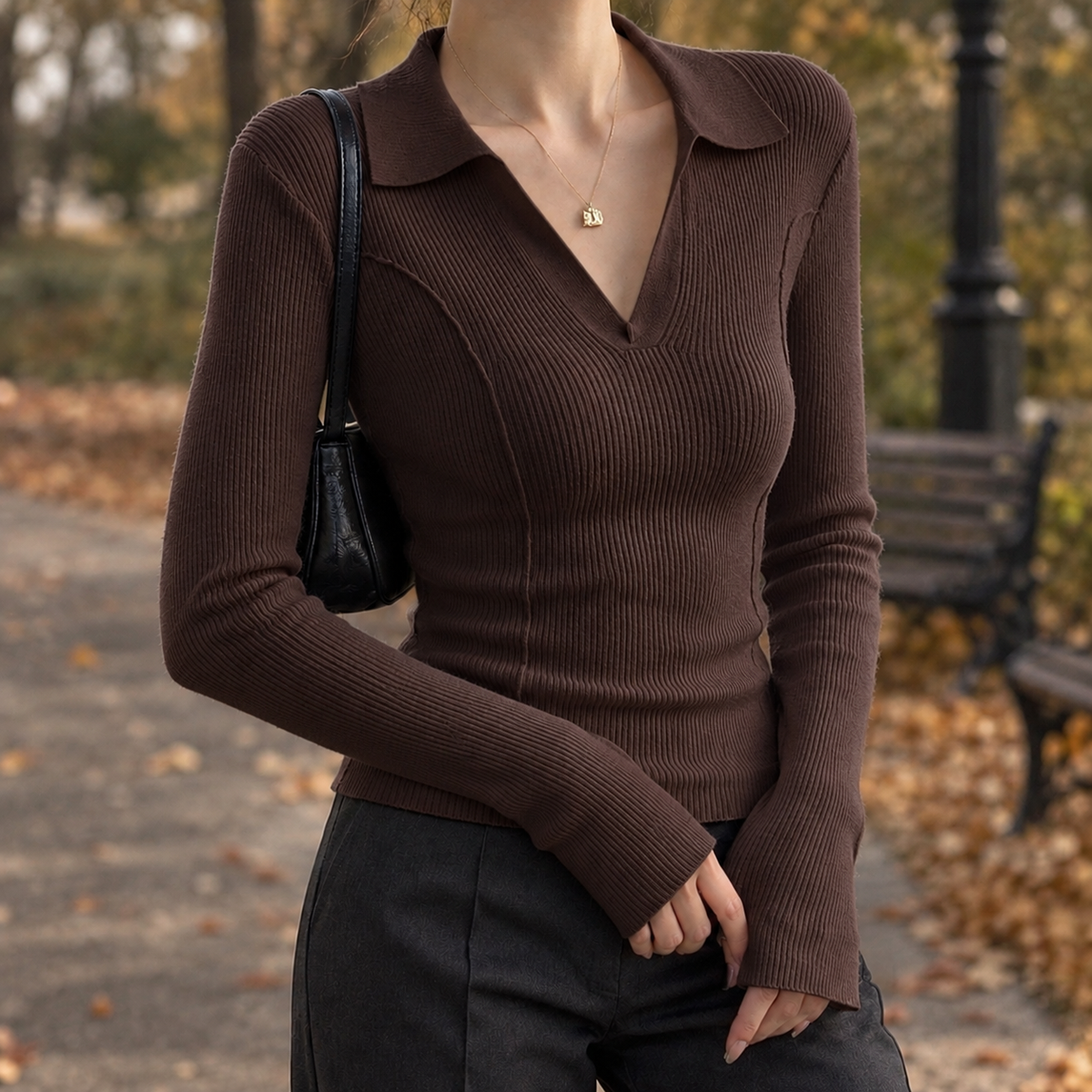 Fitted Polo Collar Jumper